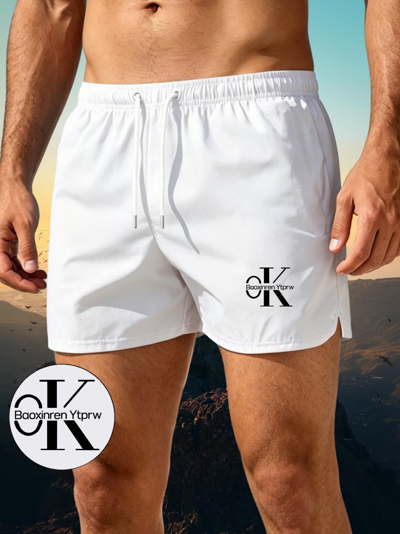 Men's Casual Quick-Dry Beach Shorts with Elastic Waistband