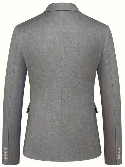 Men's Slim Fit 2-Piece Polyester Suit with Notched Lapel