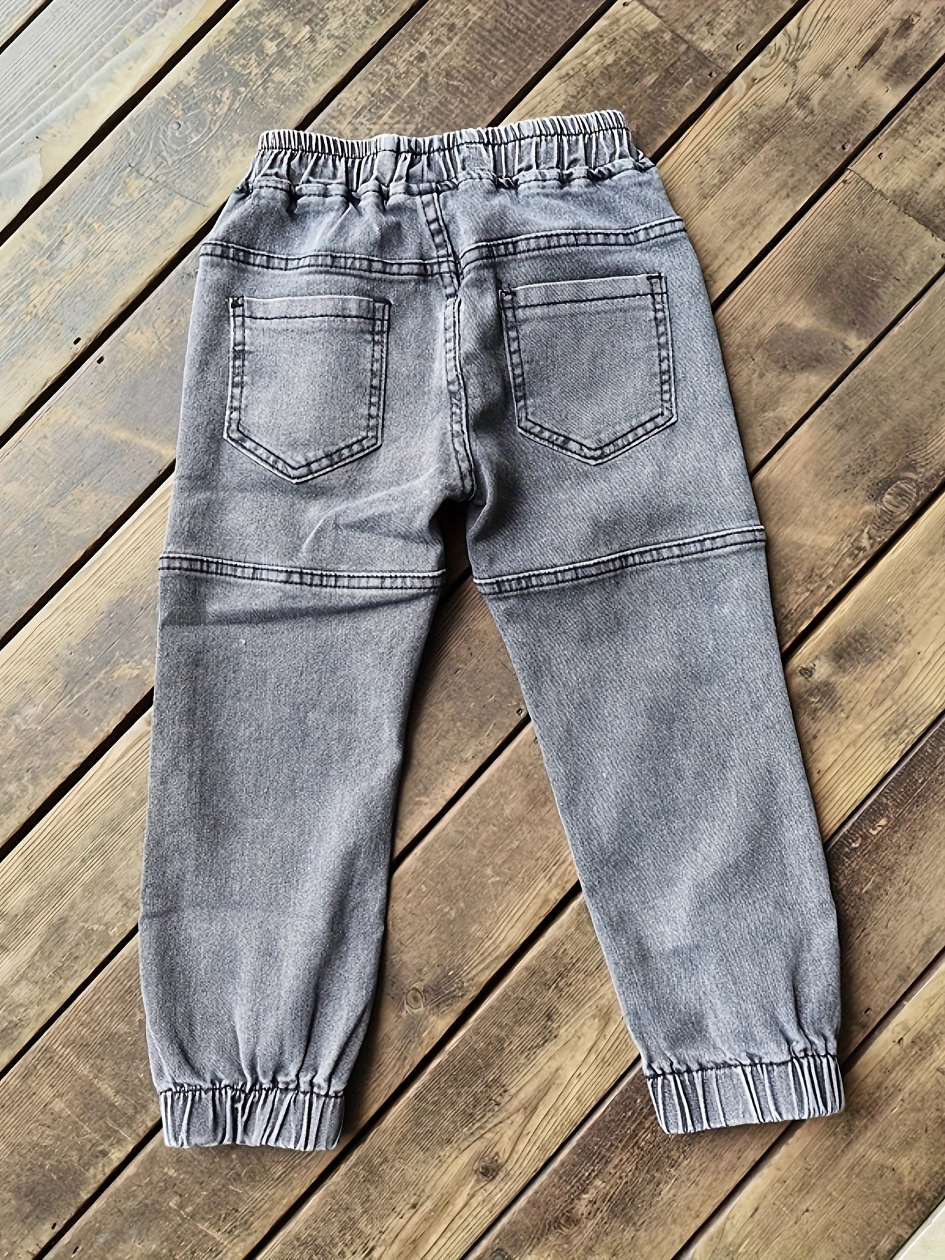 Boys' Casual Rib-Knit Cuff Denim Pants for Spring/Fall