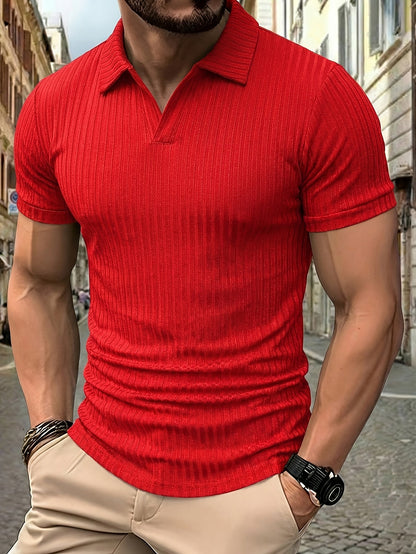 Men's Vintage Short Sleeve Polo Shirt - Soft Stretch Polyester - ayq