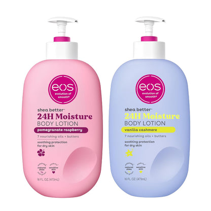 Eos Shea Better Body Lotion- Vanilla Cashmere, 24-Hour Moisture Skin Care, Lightweight & Non-Greasy, Made with Natural Shea, Vegan, 16 Fl Oz
