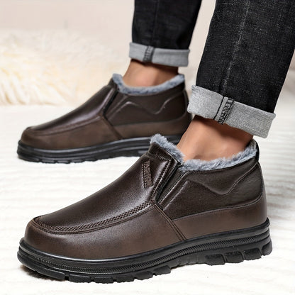 Տղամարդկանց ձմեռային ձմեռային կոշիկներ՝ բրդյա և կամարի հենարանով - Բոլոր եղանակների համար նախատեսված ցուրտ եղանակի լեռնագնացության կոշիկներ, սահքակայուն ռետինե ներբան, կլոր քթով դիզայն՝ առօրյա և բացօթյա հագուստի համար, լեռնագնացության կոշիկներ