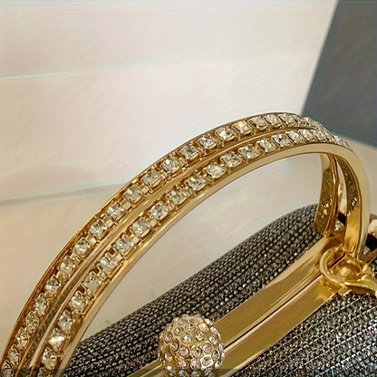 Փայլուն Rhinestone կանացի երեկոյան պայուսակ, փայլուն խաչաձև շղթայով ձեռքի պայուսակ, ճիրանային դրամապանակ երեկույթների և ընթրիքների համար