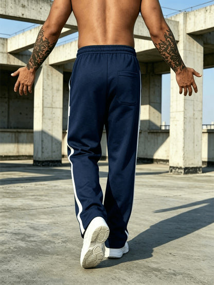 Men's Loose Fit Gym Sweatpants with Side Stripe and Pockets