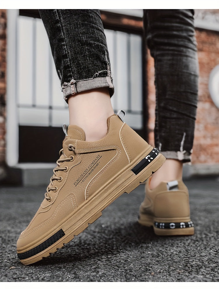 Men's All-Season Work Shoes - Anti-Slip, Durable, Breathable Low-Top Lace-Up Sneakers in Black with PU Upper & PVC Sole, Perfect for Casual & Outdoor Activities
