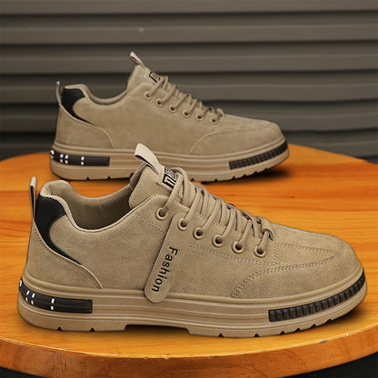 Men's Casual Comfortable Solid Color Sneakers, Wear-resistant Non-slip Skateboard Shoes For Spring And Autumn