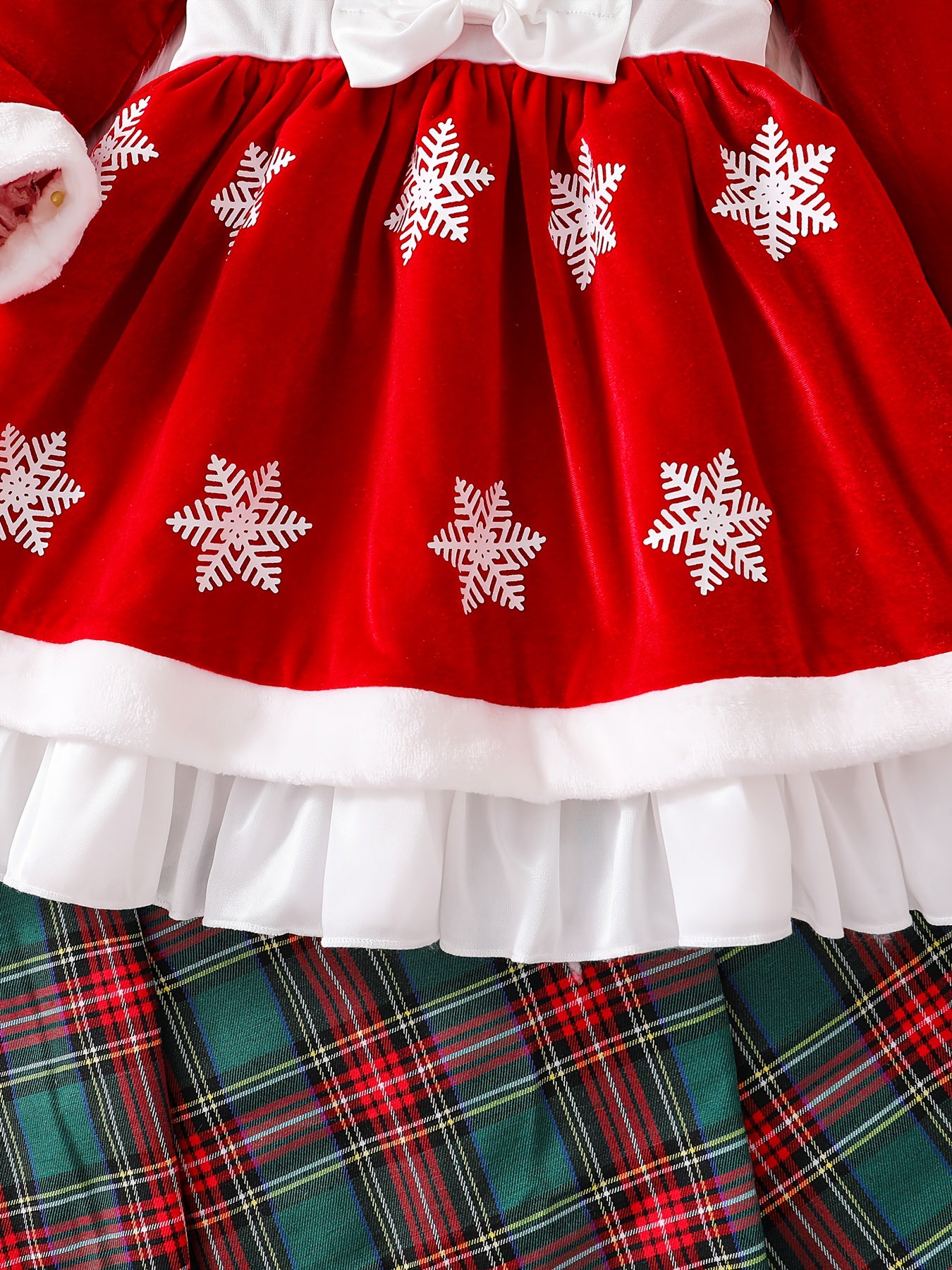 'S Christmas Snowflake Print Dress - Red & White Holiday Party Outfit with Flared Skirt, Long Formal dress for Christmas, New Year's, Winter - Easy-to-Wear Standalone or Layered Look with Coats/B Jackets - Fall/Winter Clothin