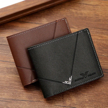 Men's Wallet Short Money Clip, Fashion Multi-card Lychee Pattern Horizontal Splicing PU Leather Clip Christmas Gift