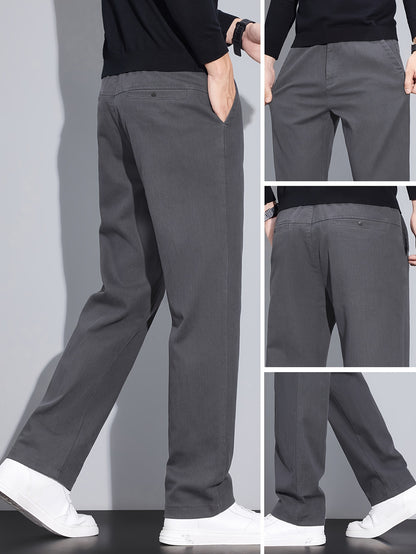 Men's Slim Fit Straight-Leg Casual Pants, Lightweight & Durable