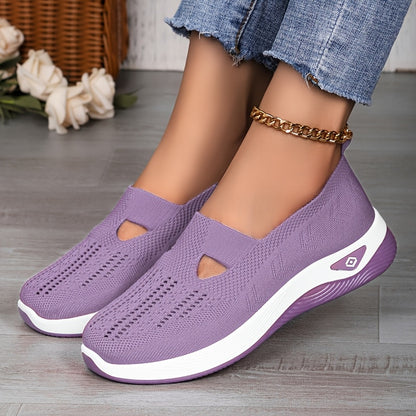 Women’s Lightweight Knit Sneakers with Cut-Out Design, All-Season