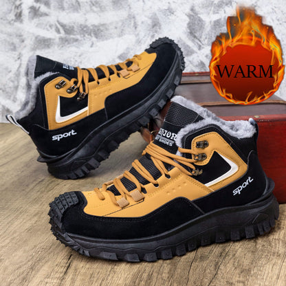 Men's Outdoor Hiking Shoes - Multi-Terrain Breathable Athletic Sneakers for Gym Training, High Elasticity Support & Anti-Slip Design, Lightweight and Warm Snow Sports Footwear
