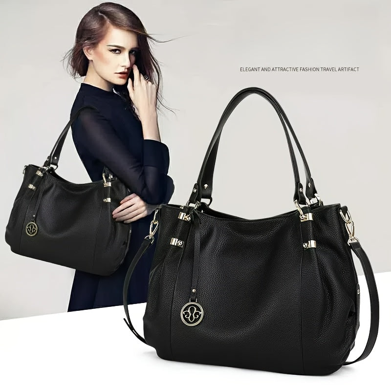 Women's Genuine Leather Shoulder Bag with Removable Strap