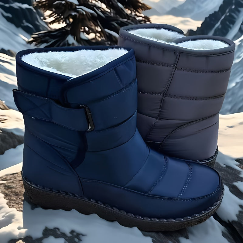 New Winter Plus-Size Women'S Boots with Thickened Fleece, High-Tube Round-Toe Flat Snow Boots, Stylish And Warm for Women.