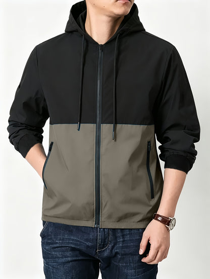 Men's Casual Hooded Drawstring Jacket Lightweight Softshell
