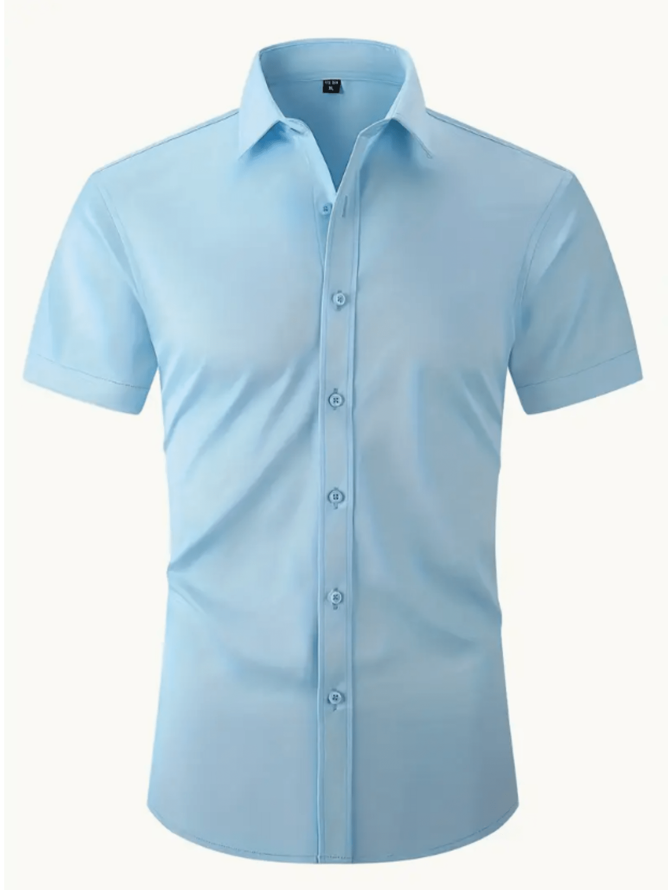 Men's Stretch Solid Color Short Sleeve Shirt for Summer