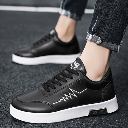 Men's White Casual Canvas Lace-Up Sneakers for All Seasons