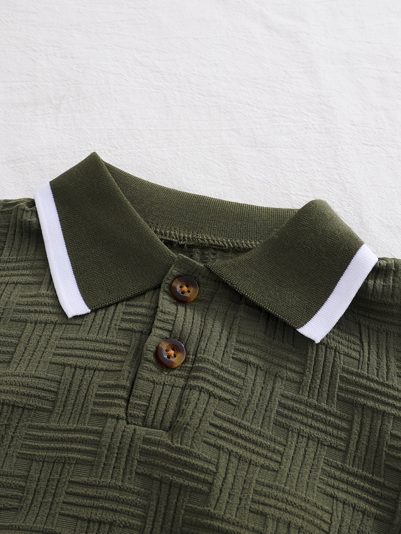 Boys' Summer Polo Shirt & Shorts Set in Jacquard Fabric