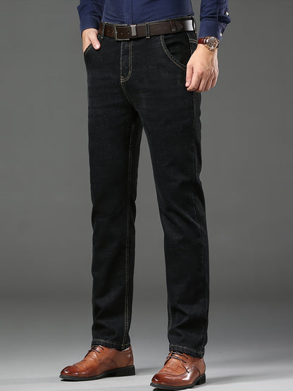 High-quality Men's Denim Trousers, Business Style, Elastic Men's Pants, New Autumn/winter Fashion Trend - ayq