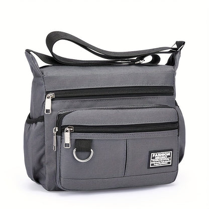 Multi-Pocket Crossbody Shoulder Bag, Casual Travel Office Messenger Bag, Durable, Multiple Compartments
