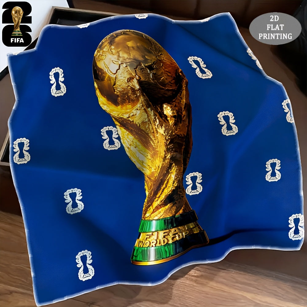 2026 FIFA World Cup Square Scarf with Mascot Print, Casual Polyester W