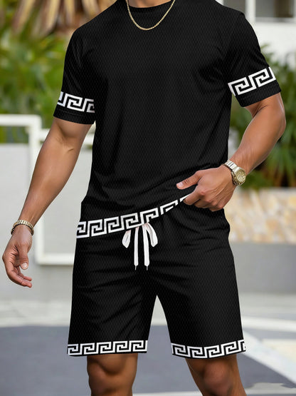 Men's Casual Sportswear Set - Breathable T-Shirt & Shorts