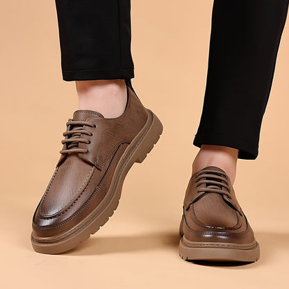Men'S Solid Color Low-Top Elegant Boots, Comfortable Non-Slip Wear-Resistant Rubber Sole Men'S Outdoor Activity Shoes with Laces