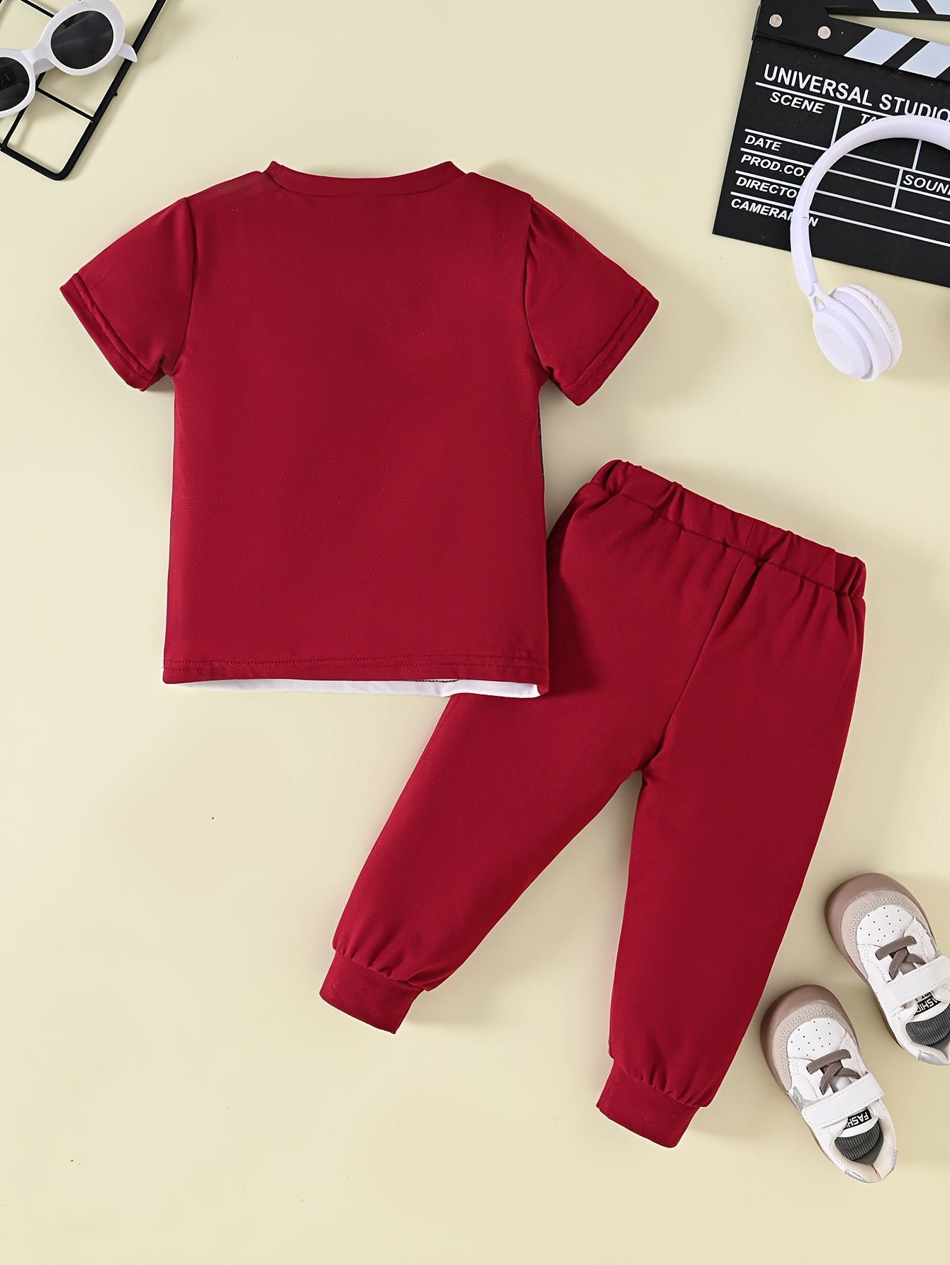 Toddler Boys' Casual Color-Block T-Shirt & Elastic Waist Pants Set