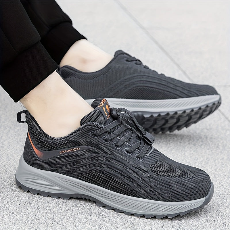 Men's Solid Striped Breathable Sneakers Low Top With Adjustable Buckle Non Slip Comfy For Jogging Hiking Outdoor Activities All Seasons - ayq