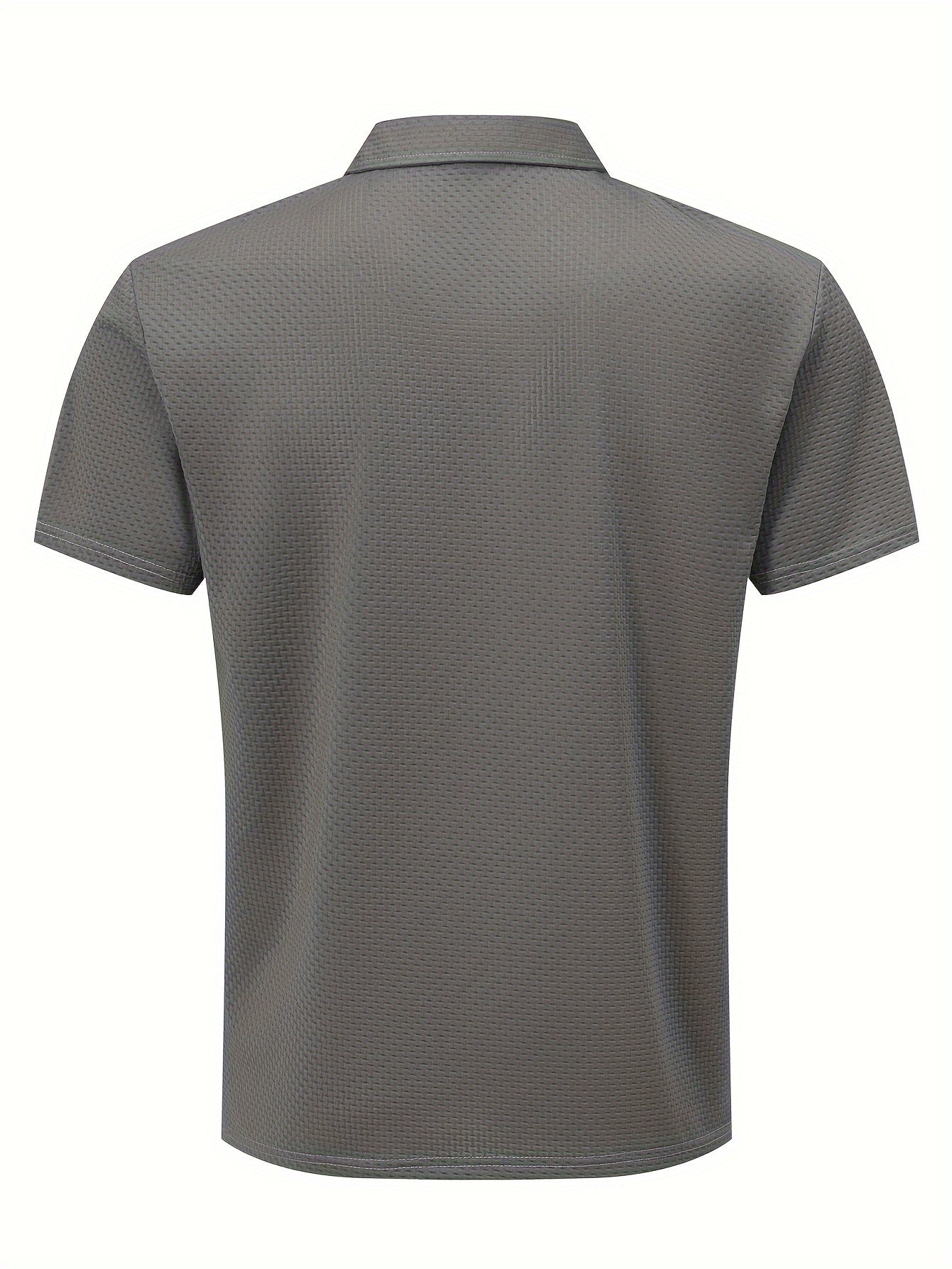 Men'S Middle East Inspired Geometric Pattern Casual Nylon Knit Shirt with Lapel Collar and Button Details, Regular Fit Short Sleeve Breathable Summer Top