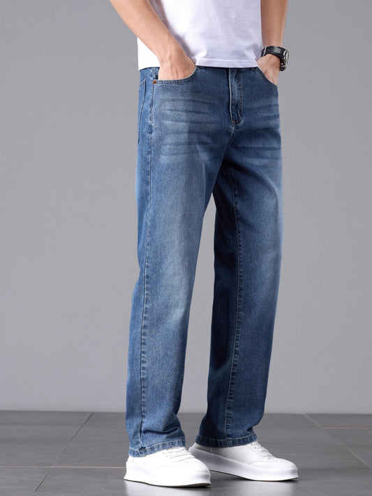 Men'S Stretchy Long Pants, Stylish And Versatile, Slim Fit, Breathable, Trendy Denim Trousers for Spring And Summer.