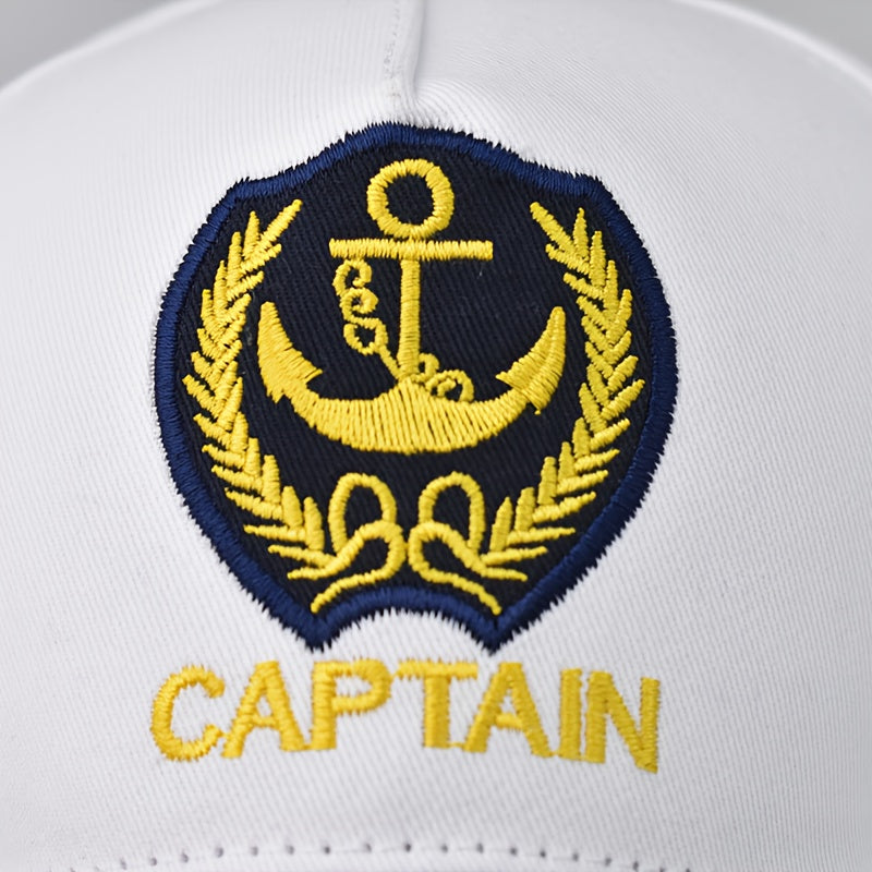 Unisex Navy-Style Captain Hat with Buckle and Curved Brim