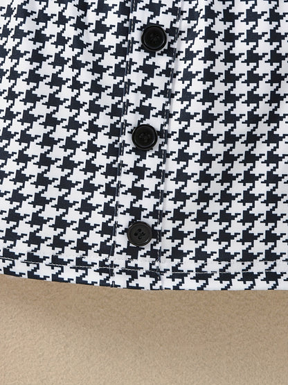 Youngsters Girls Ruffle Tee &amp; Houndstooth պրինտ կիսաշրջազգեստ և գլխարկ