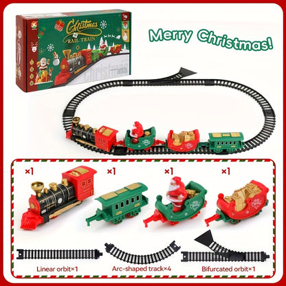 Electric Christmas Train Set | Hanging Christmas Tree Decoration, Indoor & Outdoor Use, Battery Powered, Weather Resistant, Suitable for Children, Red, Green - QWK Brand
