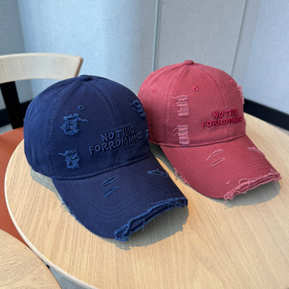 Women’s Embroidered Ripped Washed Baseball Cap Adjustable Fit
