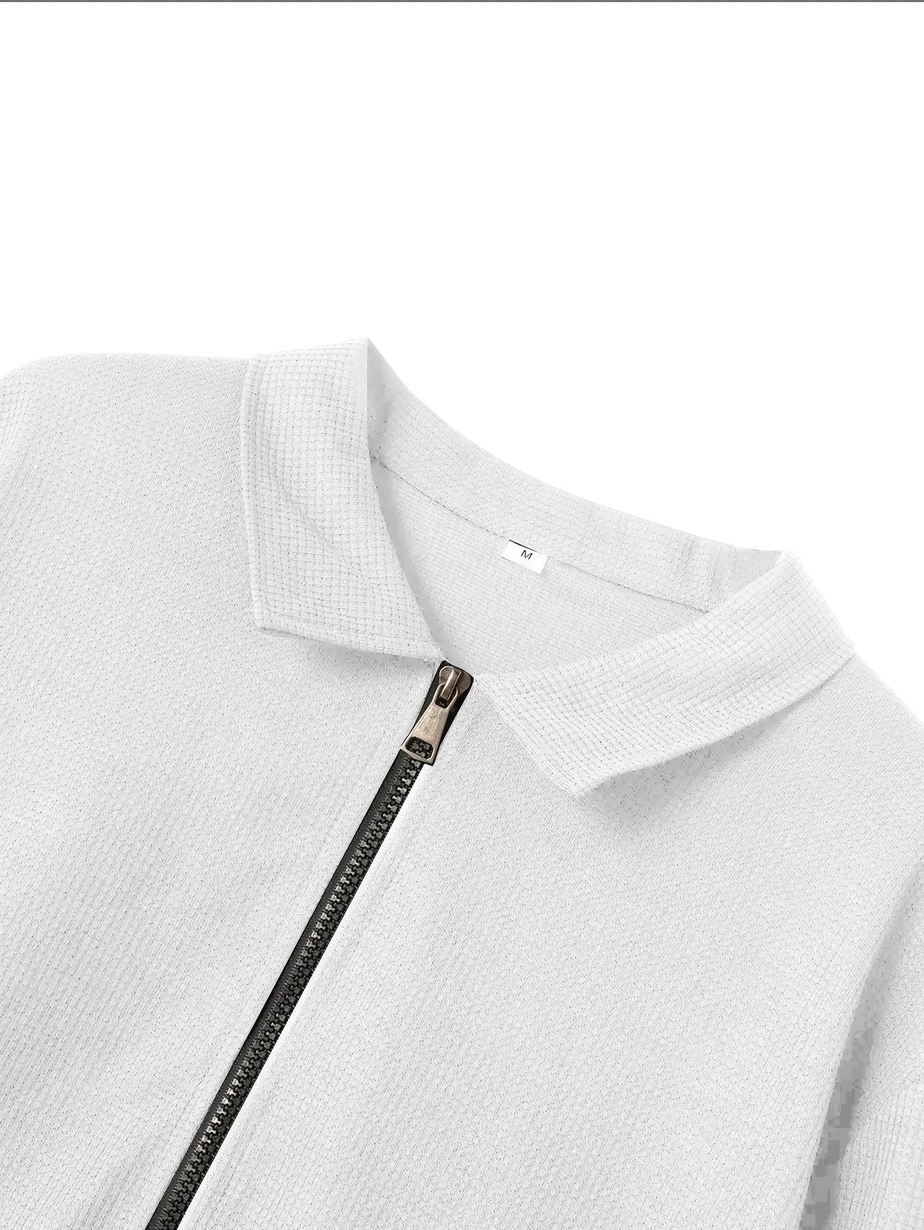 Men's Plain Waffle Zipper Jacket Casual Daily Fashion