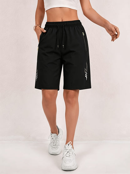 Women’s Quick-Dry Athletic Shorts with Zipper Pockets - Summer Fitness