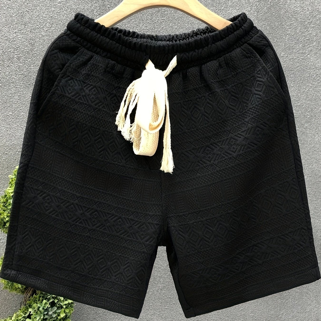Men's Casual Drawstring Shorts - Breathable Polyester Blend, Perfect for Summer Outings & Hiking