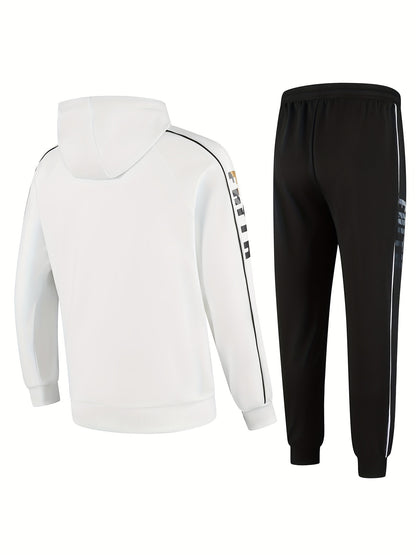 Classic Men's Athletic 2Pcs Tracksuit Set Casual Full-Zip Sweatsuits Long Sleeve Jacket And Jogging Pants Set For Gym Workout Running