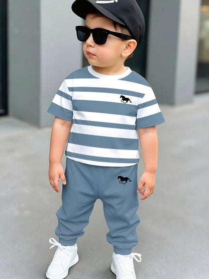 Boys' Striped Short-Sleeve T-Shirt & Pants Set for 6M-3Y