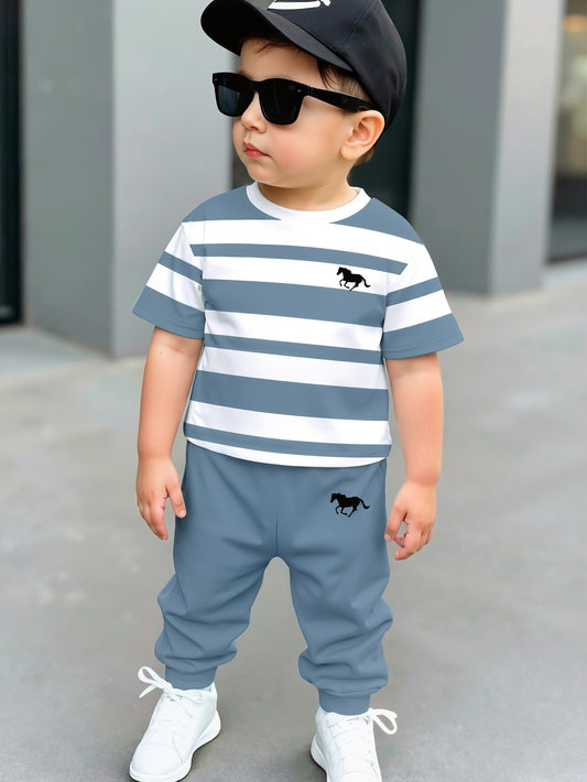 Boys' Striped Short-Sleeve T-Shirt & Pants Set for 6M-3Y