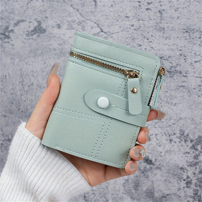 New Women'S Short Two-Fold Coin Purse for Storing Bank Cards, Credit Cards, And Multiple Card Slots with a Zipper Wallet.
