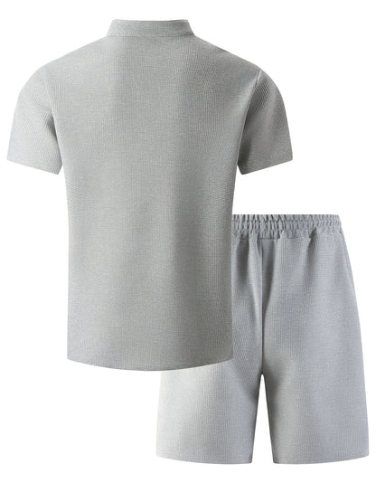Men's Summer Waffle Knit 3-in-1 Set with Shorts and Pants