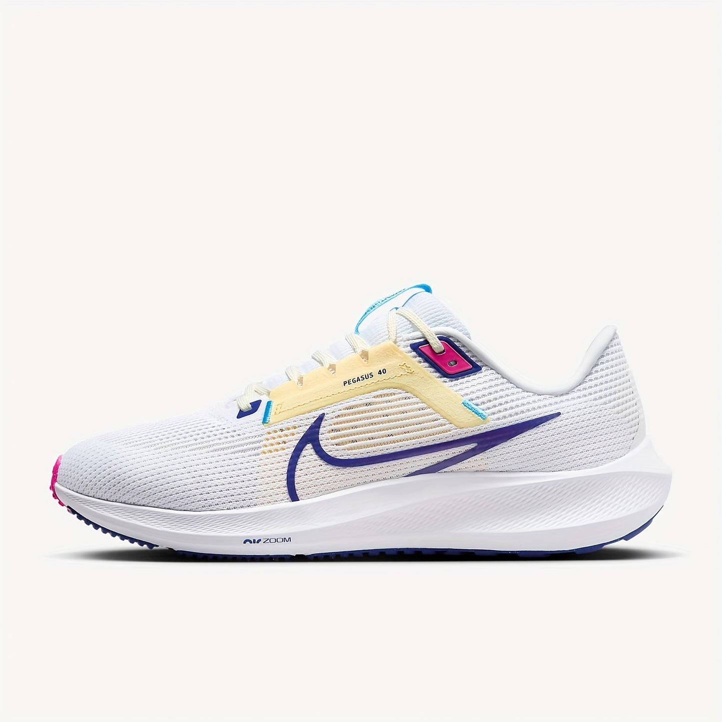 Nike Air Zoom Pegasus 40 Unisex Low-Top Running Shoes - White  Pink Accents, Breathable Fabric, Shock-Absorbing Cushioning, Durable Rubber Sole for Gym, Training  Casual Wear, Sneakers, Gym Footwear, Modern Athletic, Shocka