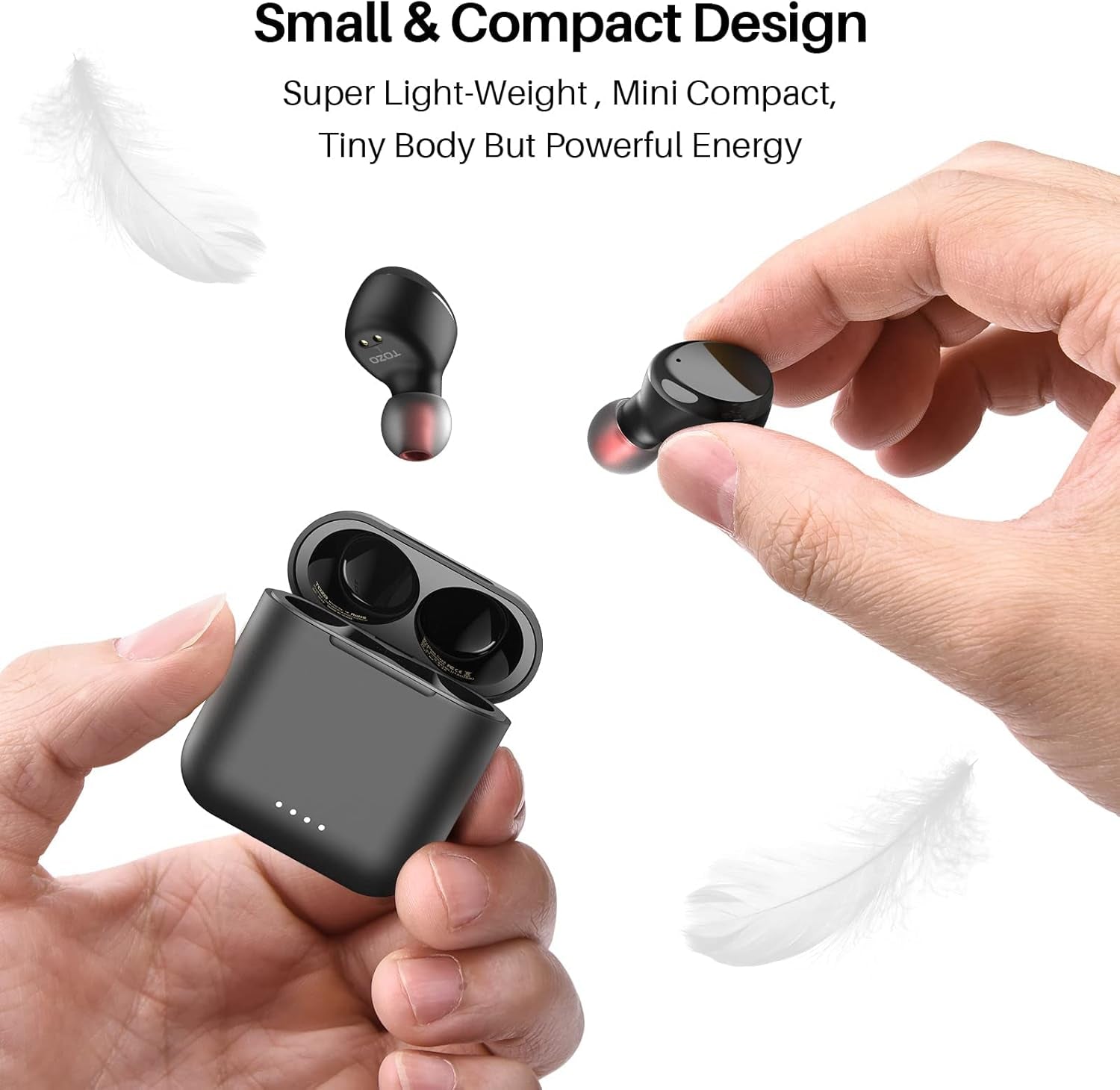 TOZO T6 True Wireless Earbuds Bluetooth 5.3 Headphones 45H Long Playtime, Wireless Charging Case, IPX8 Waterproof Stereo Earphones, Built-In Mic Calls, Headset Premium Deep Bass 32 Preset Eqs via APP