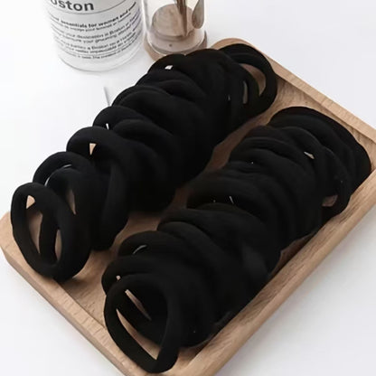 28/35pcs Solid Color Elastic Hair Ties - Durable Ponytail Holders