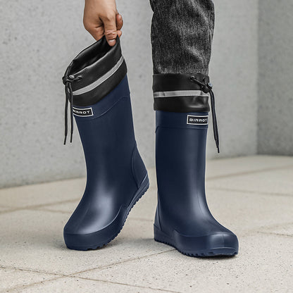 Men's All-Season PU High-Top Slip-On Motorcycle Boots