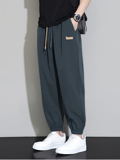 Men's Casual Loose Fit Sports Trousers, Breathable Polyester