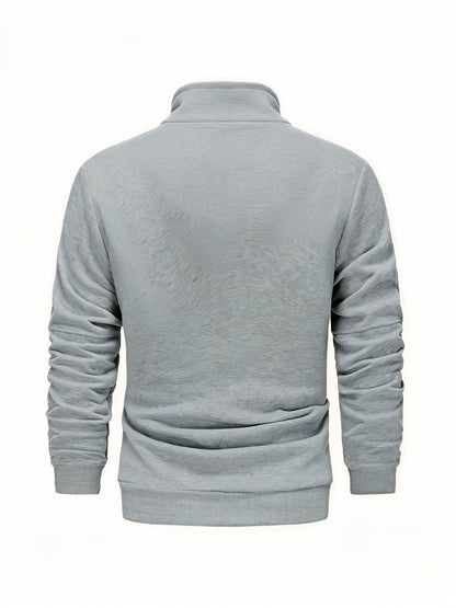 Men's Casual Stand Collar Zipper Fleece Jacket for Fall Winter