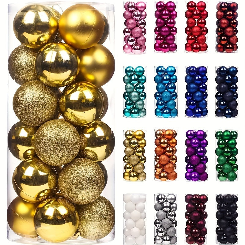 Fei Rui 24pcs Classic Mini Christmas Ball Ornaments, Shatterproof Plastic Hanging Decorations for Holiday, Wedding, Party - Versatile for Christmas, Hanukkah, Easter, Thanksgiving, Halloween Decor