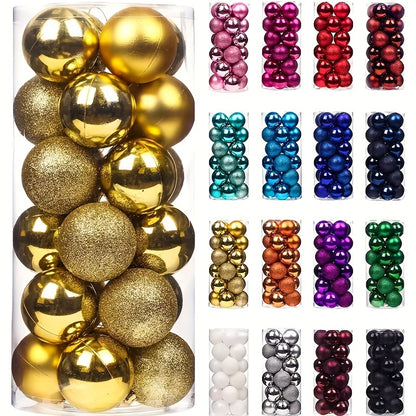 Fei Rui 24pcs Classic Mini Christmas Ball Ornaments, Shatterproof Plastic Hanging Decorations for Holiday, Wedding, Party - Versatile for Christmas, Hanukkah, Easter, Thanksgiving, Halloween Decor